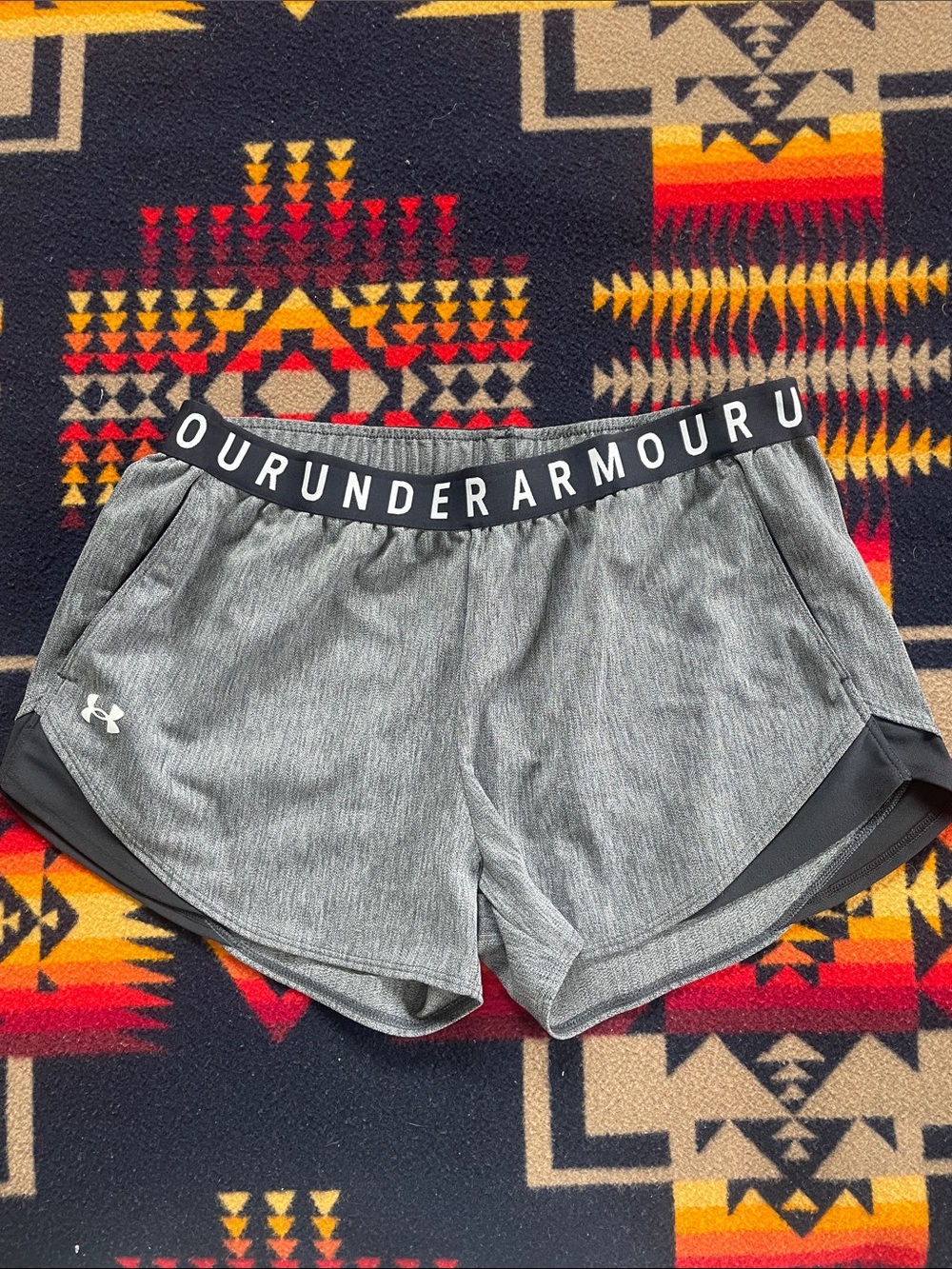 Under Armour Heather Gray Women’s Athletic Shorts with Branded Waistband